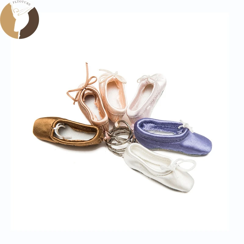FLTOTURE Lovely Present  Mini Ballet Shoe Key Chain Handmade Ballerina Gift Satin Pointe Shoes Key Ring Phone Pendant