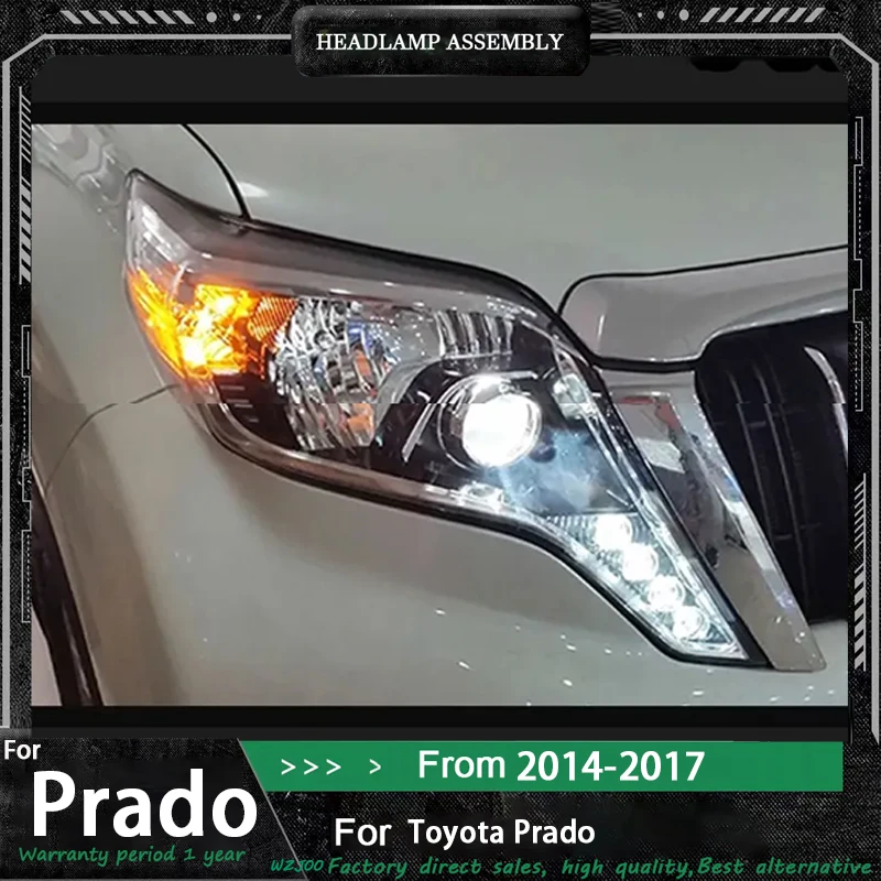 

Автомобильные светодиодные фары для моделей Toyota Prado 2014-2017, высококачественные светодиодные дневные ходовые огни, модификация фары в сборе