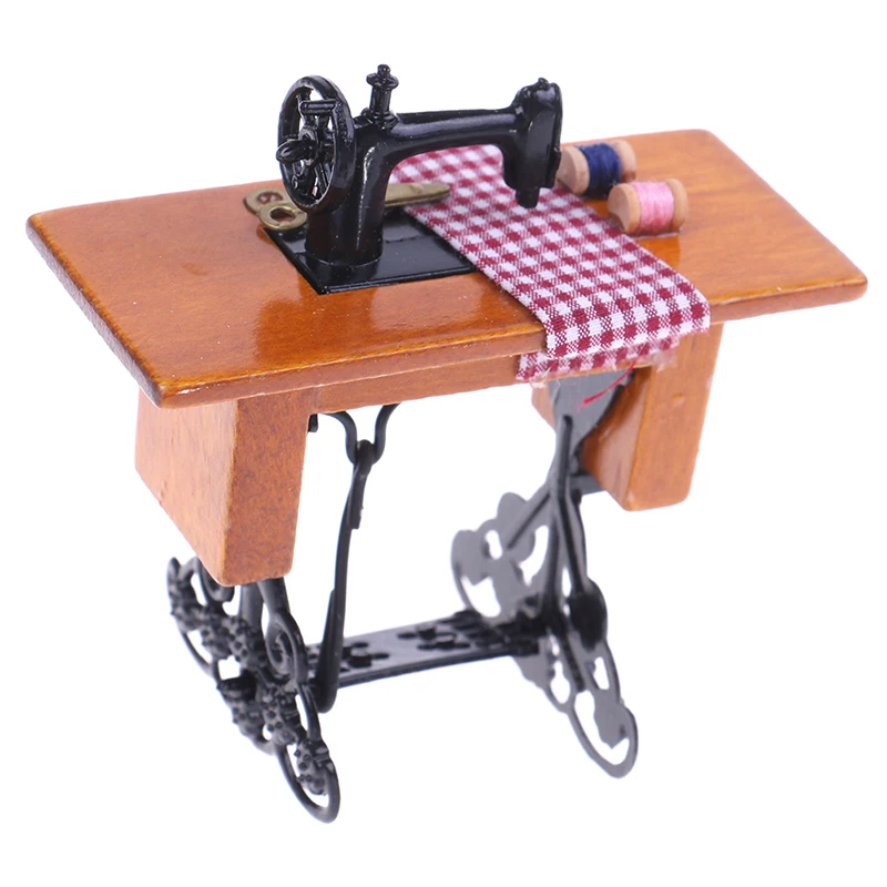 Dollhouse miniature furniture mini sewing machine table cloth decor 1:12 toy