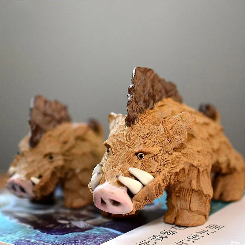 Wild Boar Zodiac Tea Pet, Creative Handmade Ceramic, Yixing Section, Mud Pig Tea Play Ornament, Living Room Tea Table Decoration