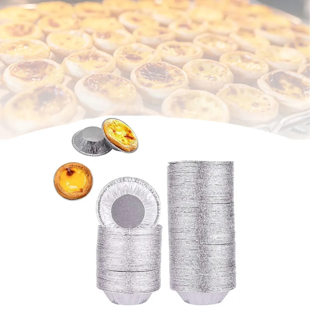 Disposable Aluminum Foil Mini Baking Tray Egg Tart Baking Cups Caramel Pudding Mold for Making Egg Tart/Quiche/Caramel Pudding