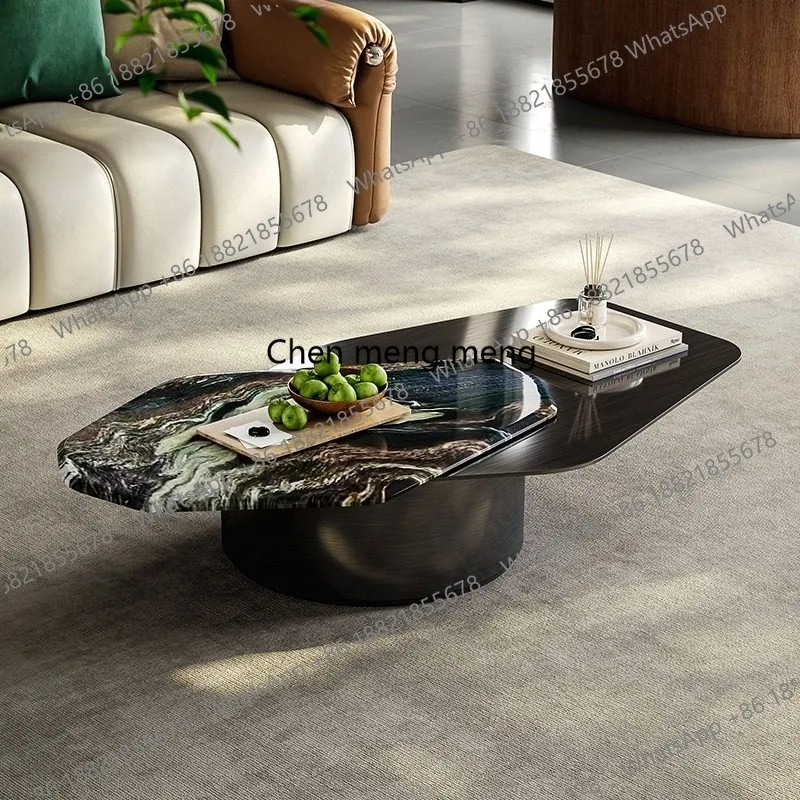 

Итальянский минималистичный дизайнерский журнальный столик необычной формы из высококачественного мрамора с вращающейся столешницей для гостиной.