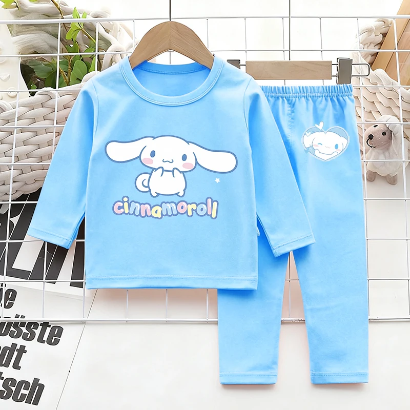 

Cute Cinnamoroll Girl Pajama Warm Sanrio Anime Print Child Thermal Underwear Suit Kids Kawaii Pants Home Clothes Trousers Padded