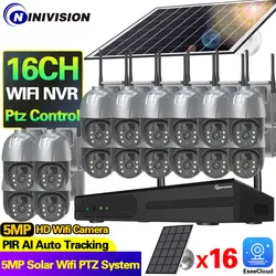 16CH 5MP Solar Powered Wireless CCTV Camera System Home Farm Forest Safe Security PTZ IP Solar Wifi CCTV Camera Kit 10CH NVR Kit