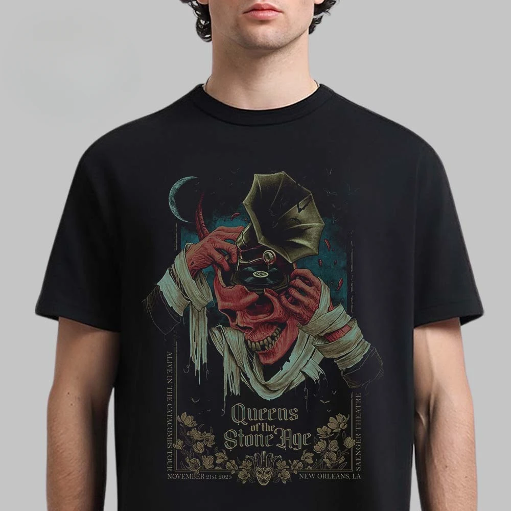 Summer Queen of The Stone Age Cotton Band Shirt Unisex Summer Short Sleeve Fashion Brand Tee Luxury Casual Vintage T-shirt