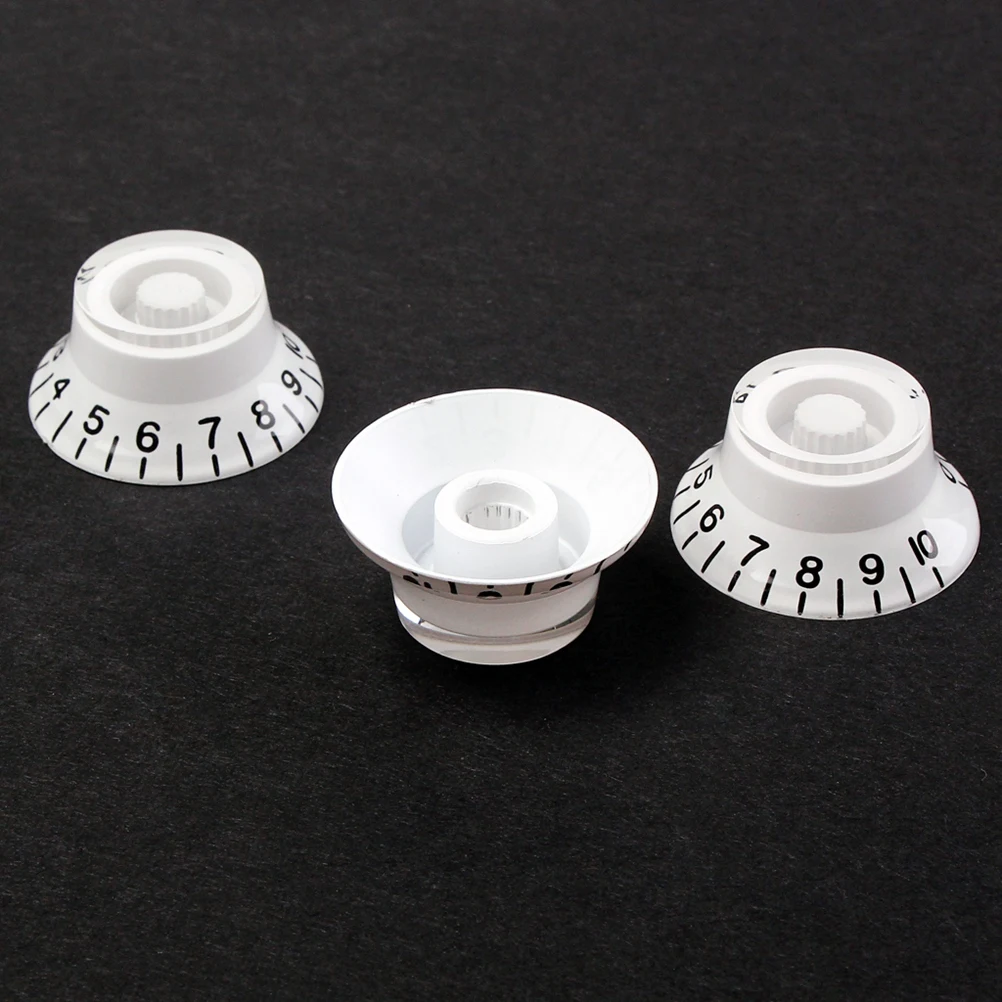 

3 PCS/ Set Acrylic Hat Guitar Volume Tone Control Knobs Rotary Knobs for ST Electric Guitar Parts Replacement (White)