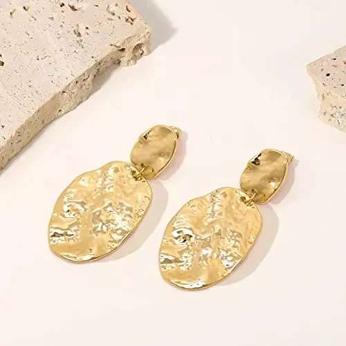 Fashion Metal Teardrop Shaped Dangle Earrings Gold Geometric Round Drop Earrings for Women Party Prom Jewelry