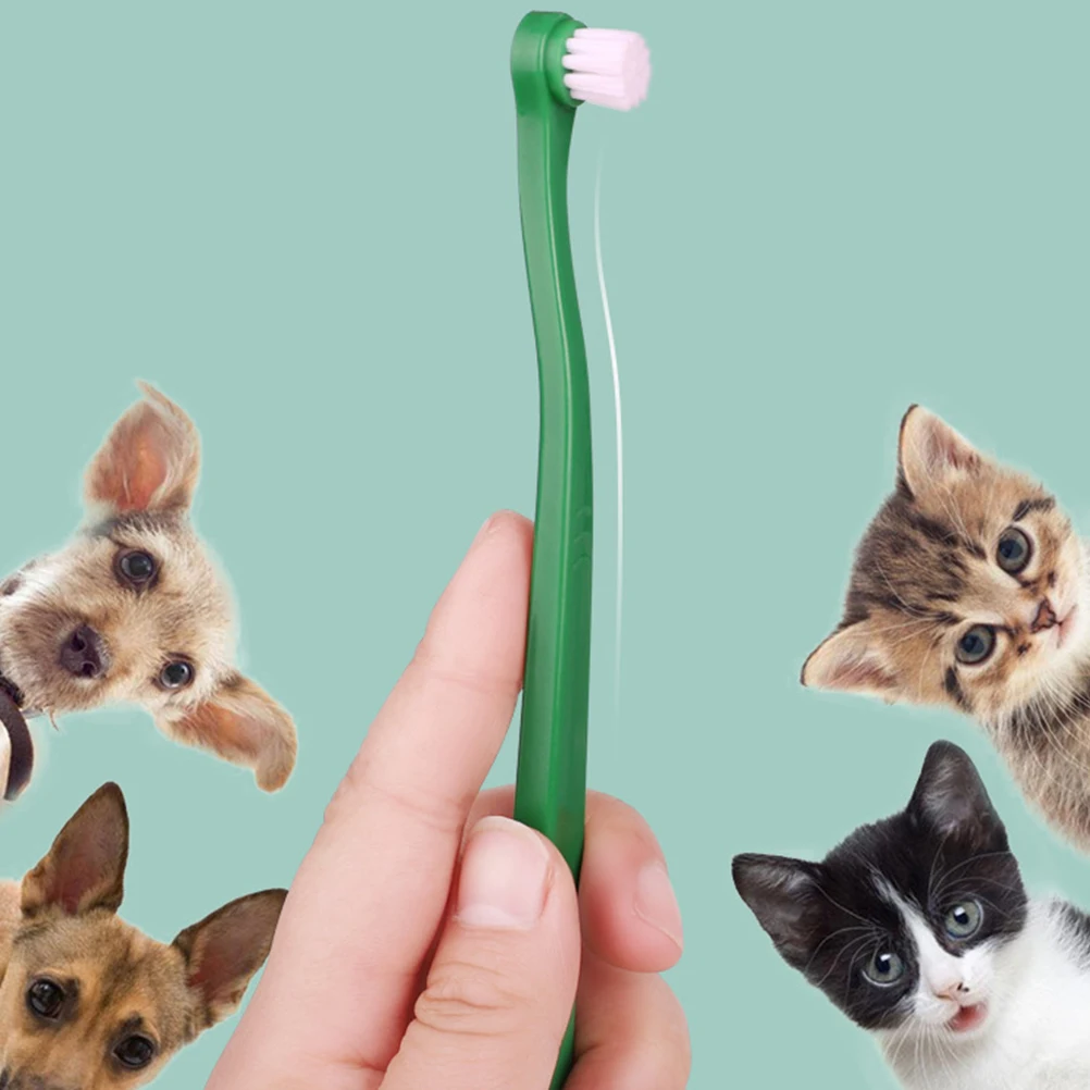 

4 Pcs Pet Toothbrush Cat Dog Teeth Cleaning Kit Small Head Brush Portable Soft bristle Green White Plastic TPE Long H al Care