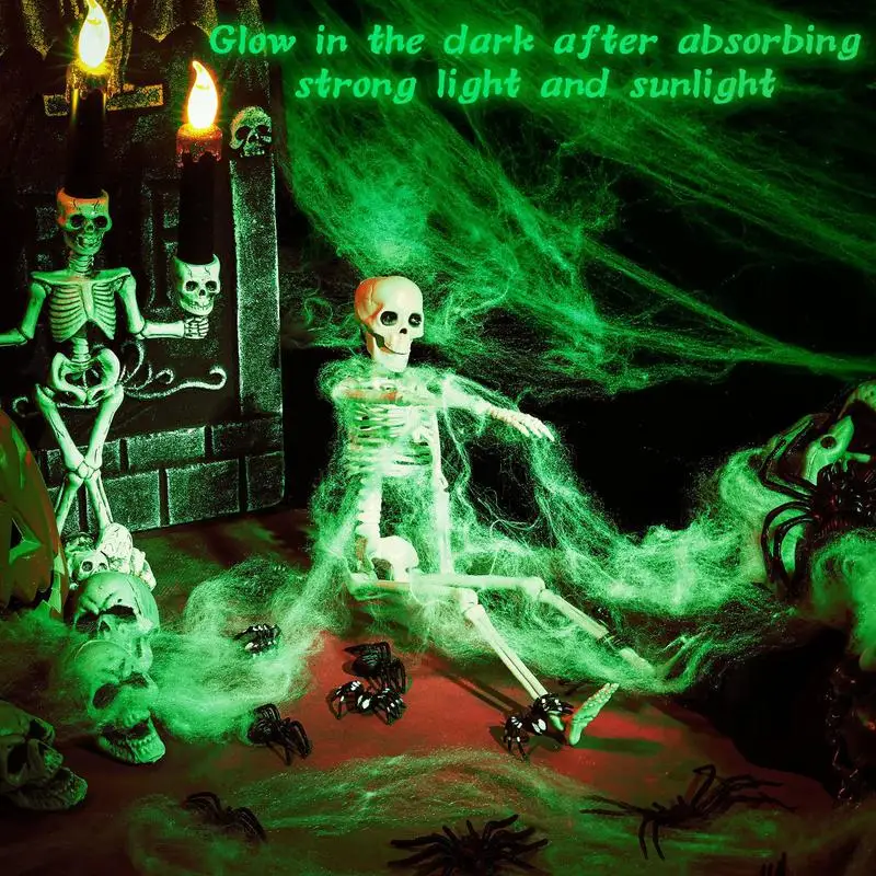 

Украшения для Хэллоуина, уличный жуткий декор, светящийся в темноте искусственный паутина, белый растягиваемый искусственный паутин