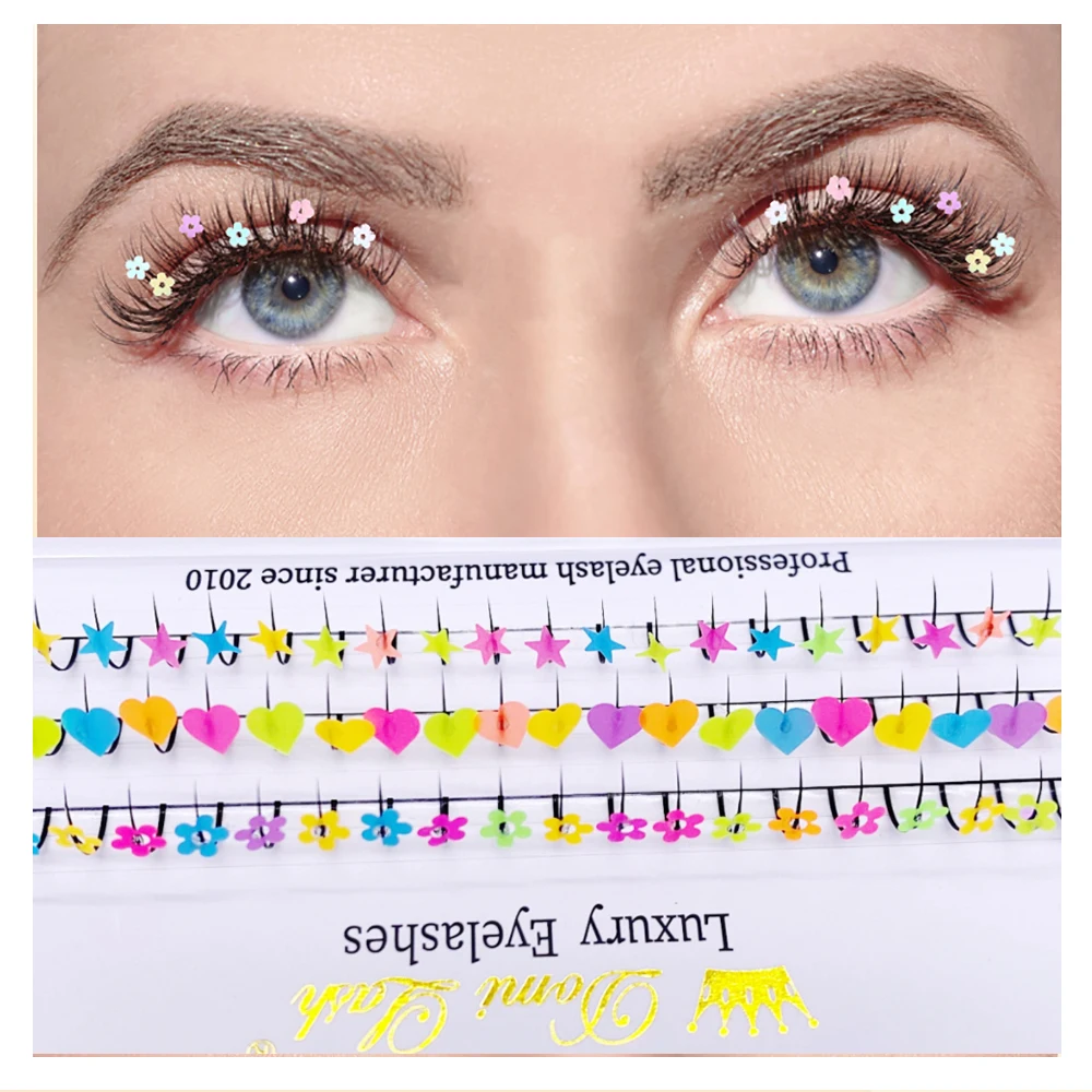 

Fluorescence Butterfly False Eyelashes Mixed Color Glitter Eyelash Extension Star Flower Shape Lashes Shiny Eyelashes For Party