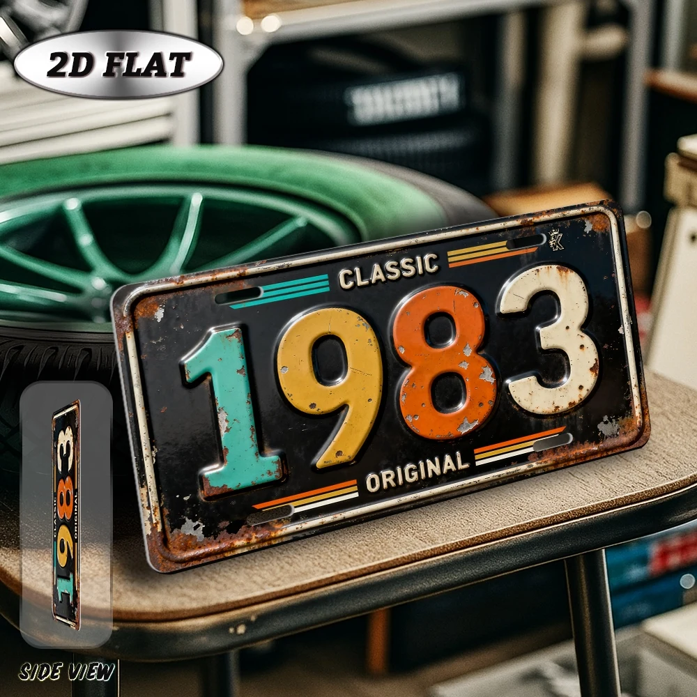 2D Flat - 【2D Flat】 2D Flat - [2D Flat], 2D Plane, 1pc, Vintage Metal Aluminum Decorative Sign (12×6 Inches), 1983 Classic Retro