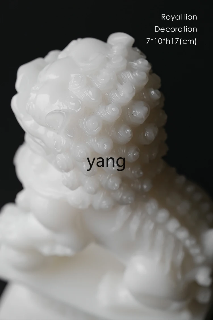LMM  Forbidden City White Jade-on-Lion Ornaments Paper Weight Study Table Chinese Household