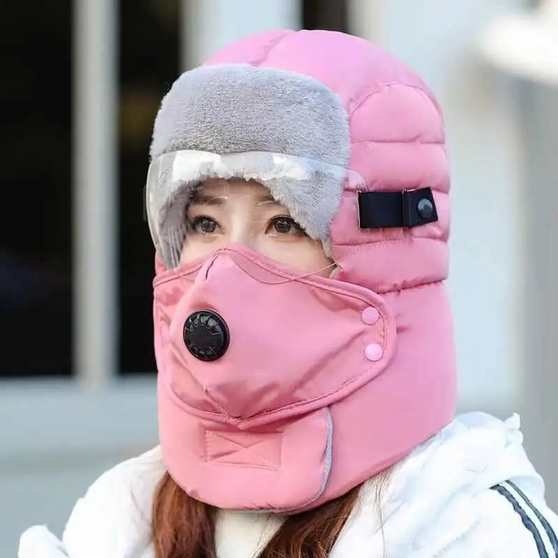 두꺼운 겨울 모자 남성용 방풍 귀 및 얼굴 보호 전기 자동차 액세서리 따뜻한 면 모자 방풍 페이스 마스크