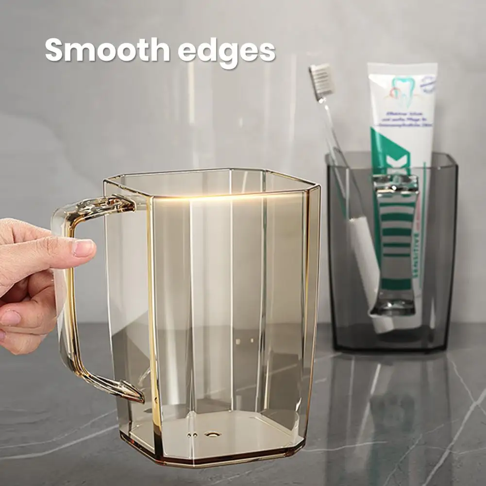 كوب غسول الفم البلاستيكي الشفاف مع مقبض كوب شطف خالي من الرائحة كوب خالي من الأزيز حامل فرشاة الأسنان للحمام المنزلي والسفر