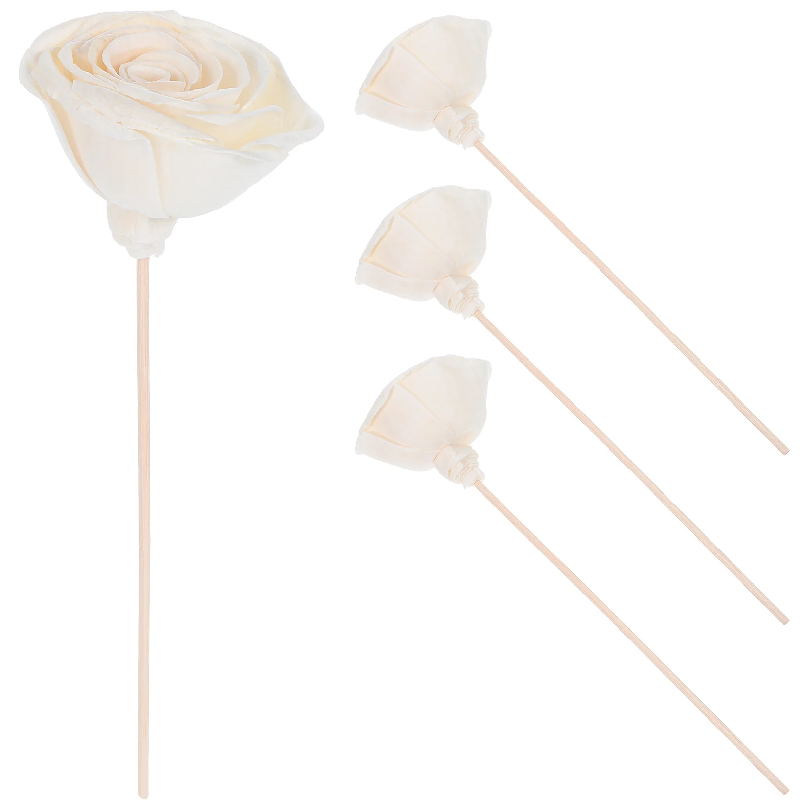 

4Pcs Rattan Diffuser Sticks Scent Aromatherapy Home Decor Beige Artificial Rose for Living Room Bedroom Bathroom Office