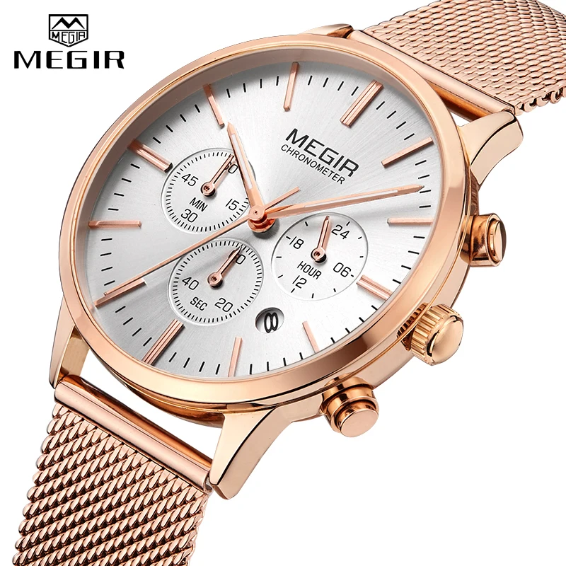 

MEGIR Top Brand Women Fashion Quartz Lady Steel Waterproof Date Relogio Feminino Casual Clock Wristwatch for Lovers Girl Friend