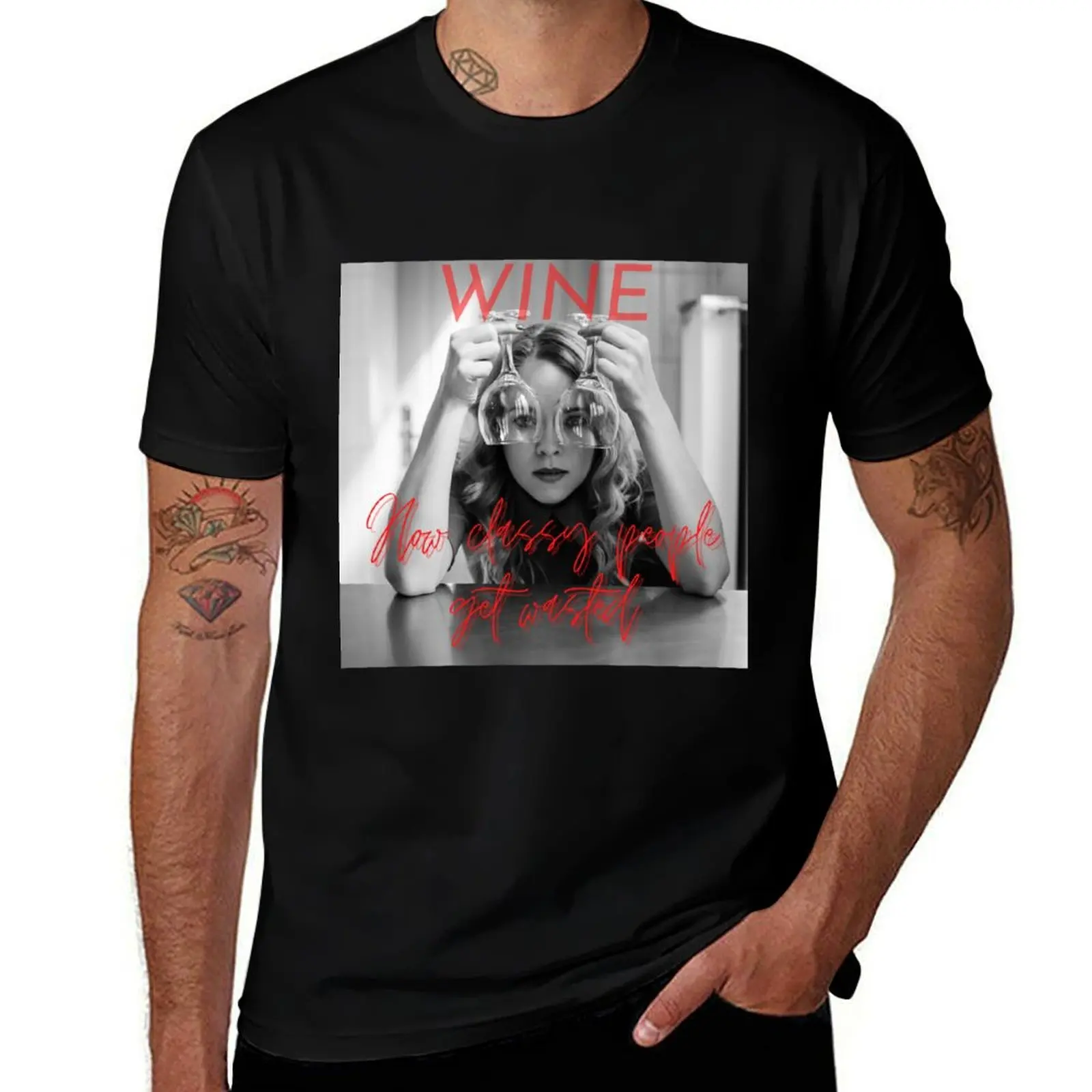 Wine How Classy People Get Wasted T-Shirt Work Comfort T-Shirt for Men