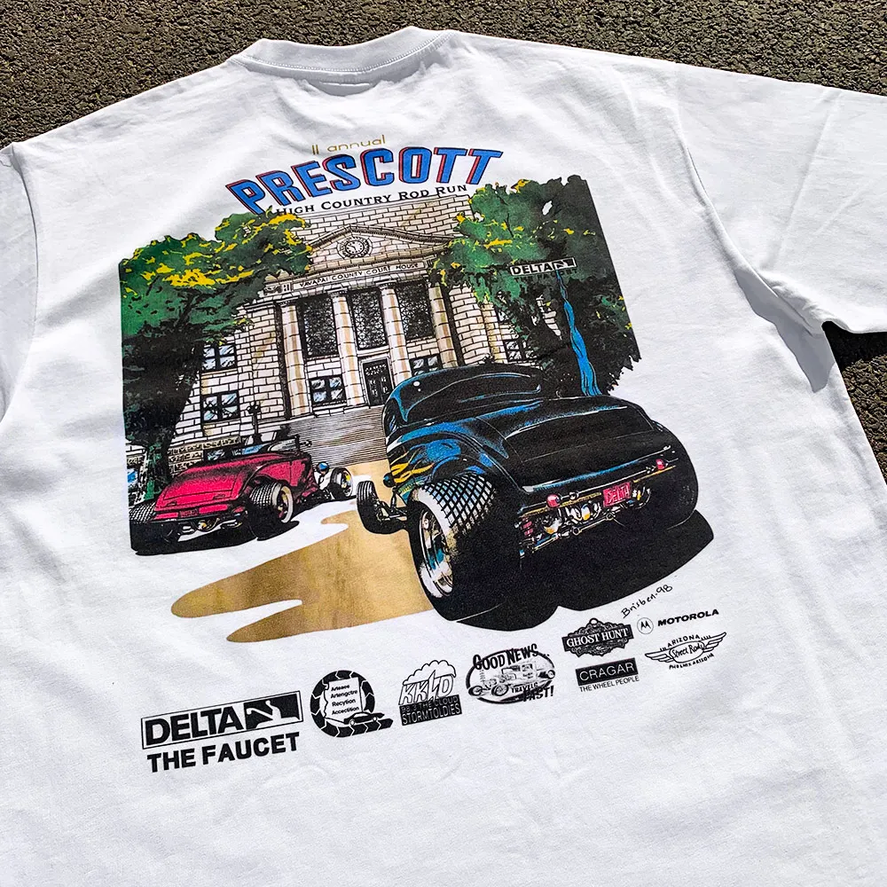 Heavyweight 260G Car Gatherings Memorial Short Sleeve T-Shirt Unisex Summer Fashion Loose Fit round Neck Shoulder Casual Tee