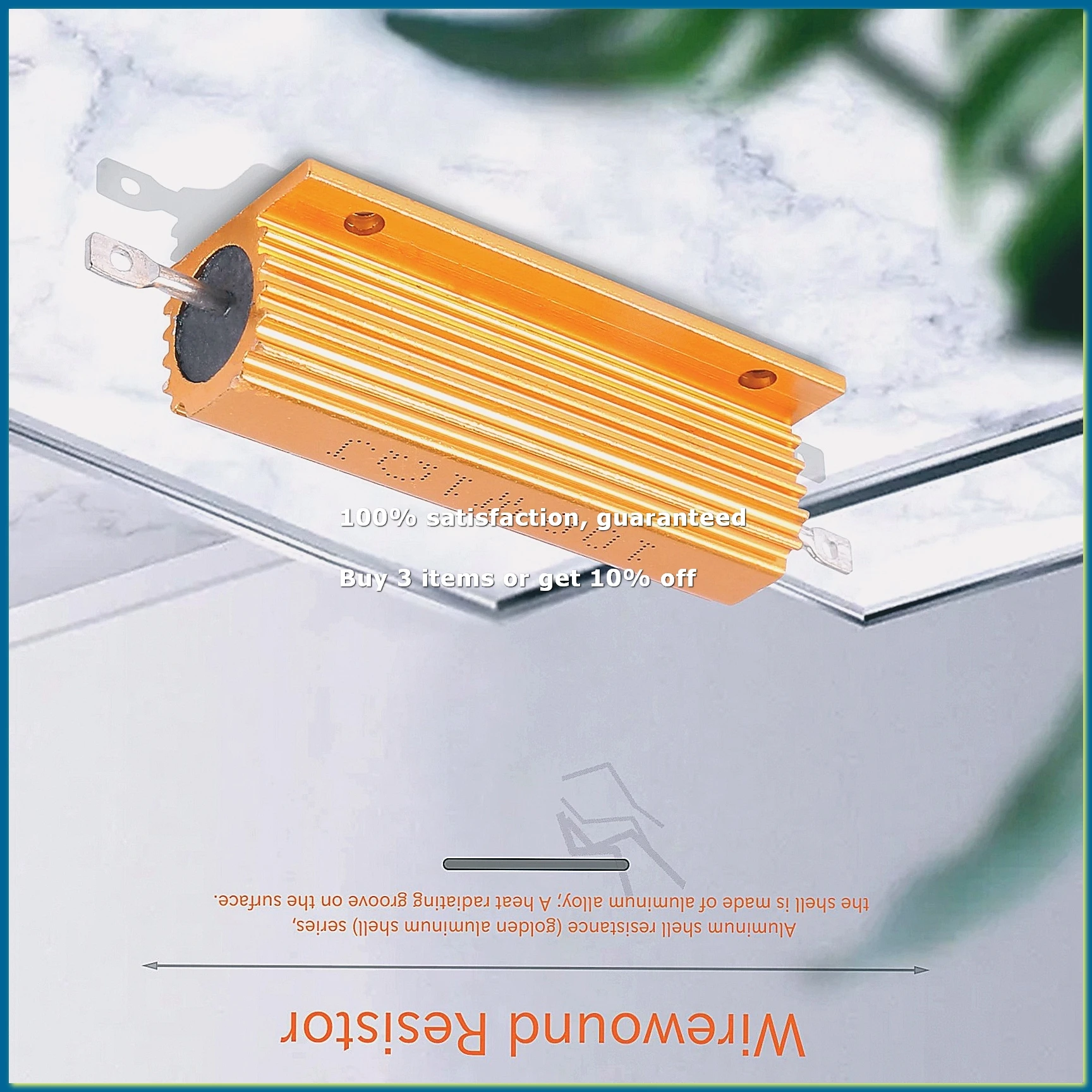 Gold Aluminum Clad Power Resistor Resistance 100W, 1 Ohm 1R