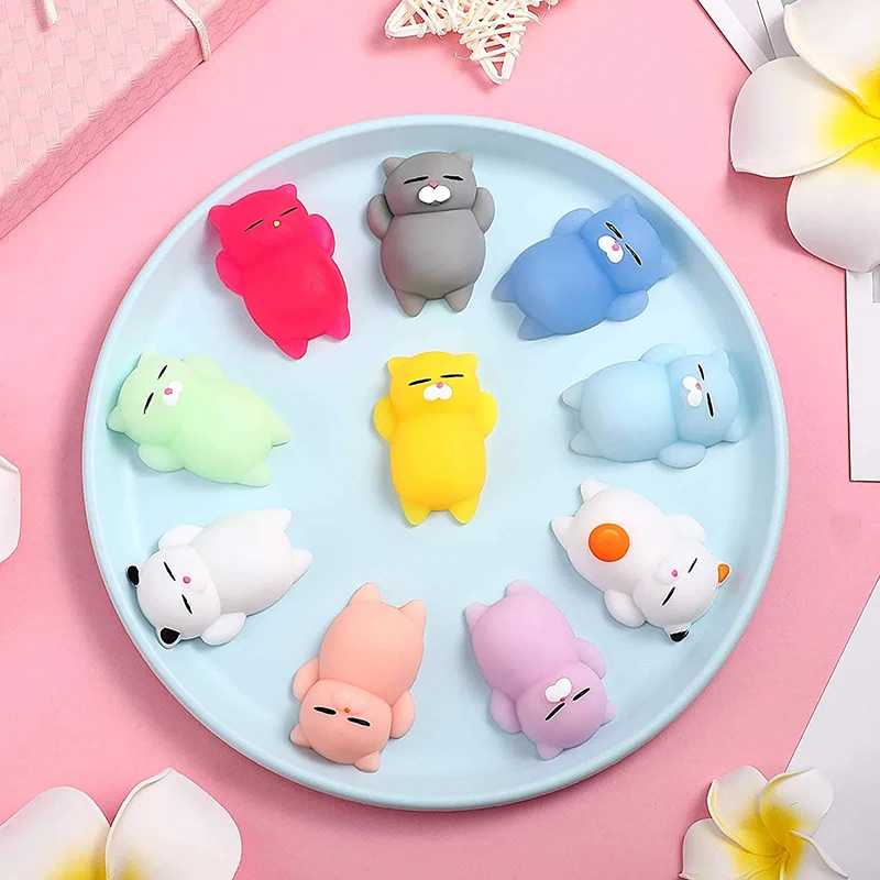 5 PCS Set Mochi Squishy Kawaii Mini Cute Soft Cat Anti Stress Reliever Sensory Squeeze Fidget Toys for Kids Adults