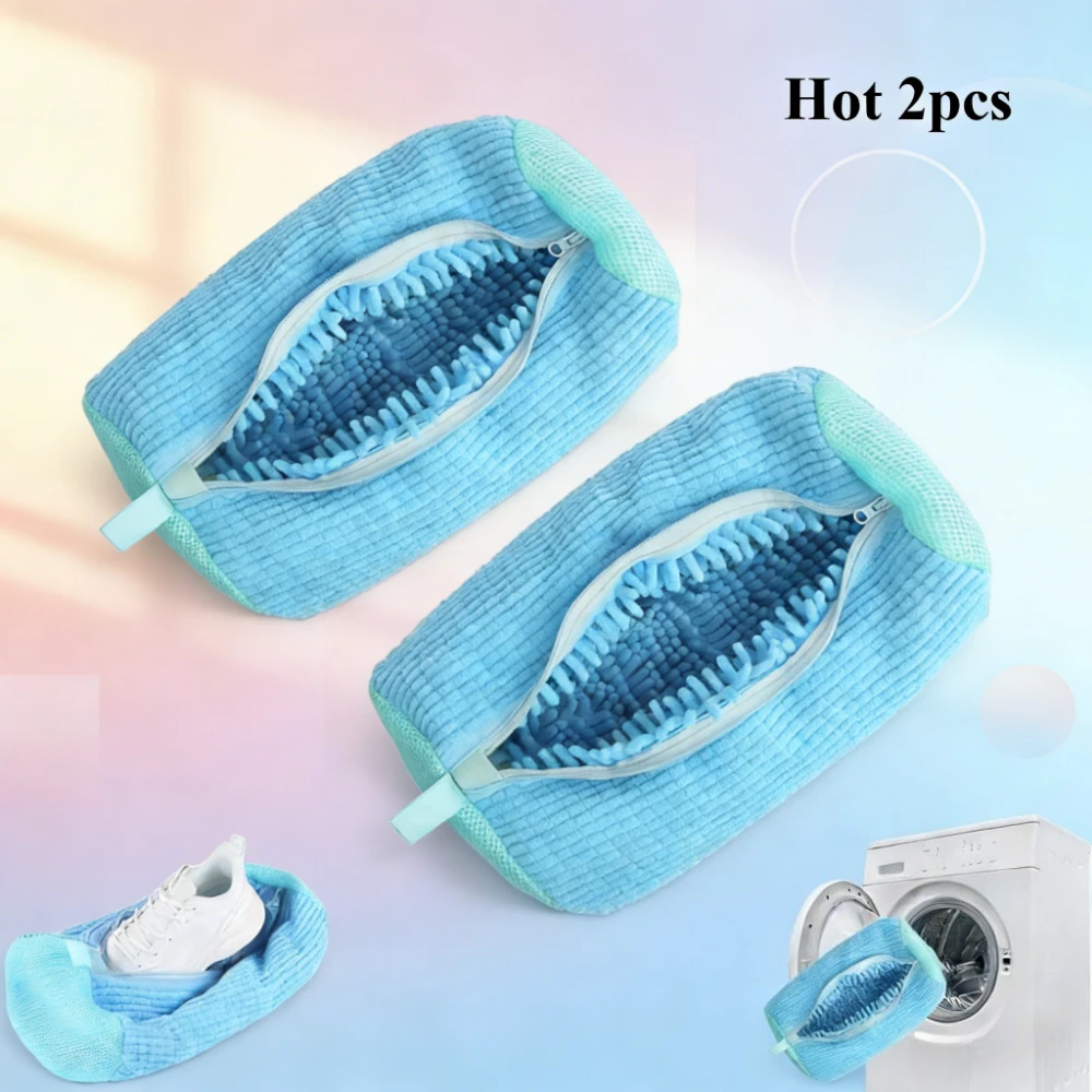 2/1PCS Shoe Washing Bag Washing Machine Laundry Bags with Zipper Closure Shoes Cleaning Bags Shoes Laundry Fluffy Fibers Sneaker