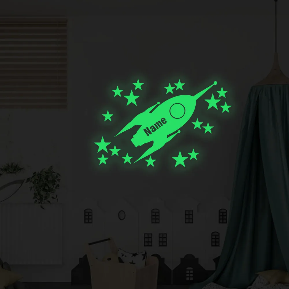 1 قطعة الصواريخ والنجوم الكرتون مضيئة ملصق الجدار ملصق الفينيل ديكور فني للمنزل لديكور المنزل غرفة المعيشة غرفة نوم