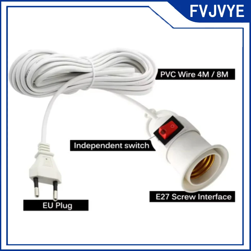 E27 Suspended Wired 230cm Screw Head Independent Switch With Led Extension Cable Pendant Light Holder Portable Lighting Tool A5
