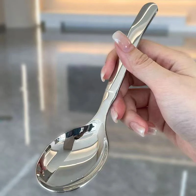 Stainless Steel Round Spoon Net Red Golden Dinner Long Handle Stirring Dessert Spoons For Kitchen Accessories Gadgets