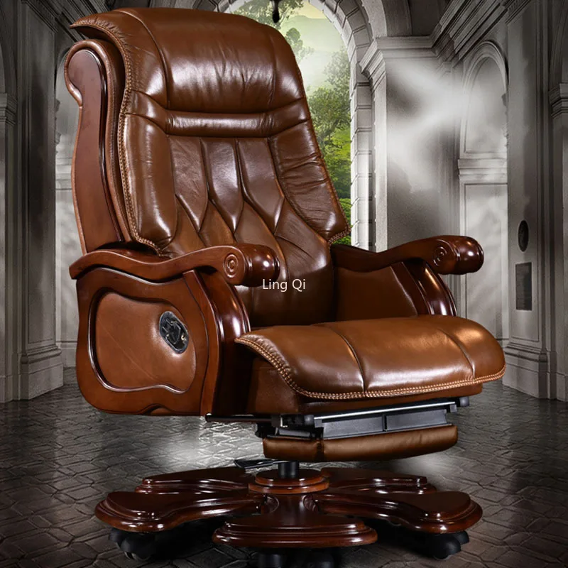 Designer Luxury Office Chair Durable Leather Brown Meditation Gaming Chair Ergonomic Computer Cadeira Gamer Game Chair Furniture