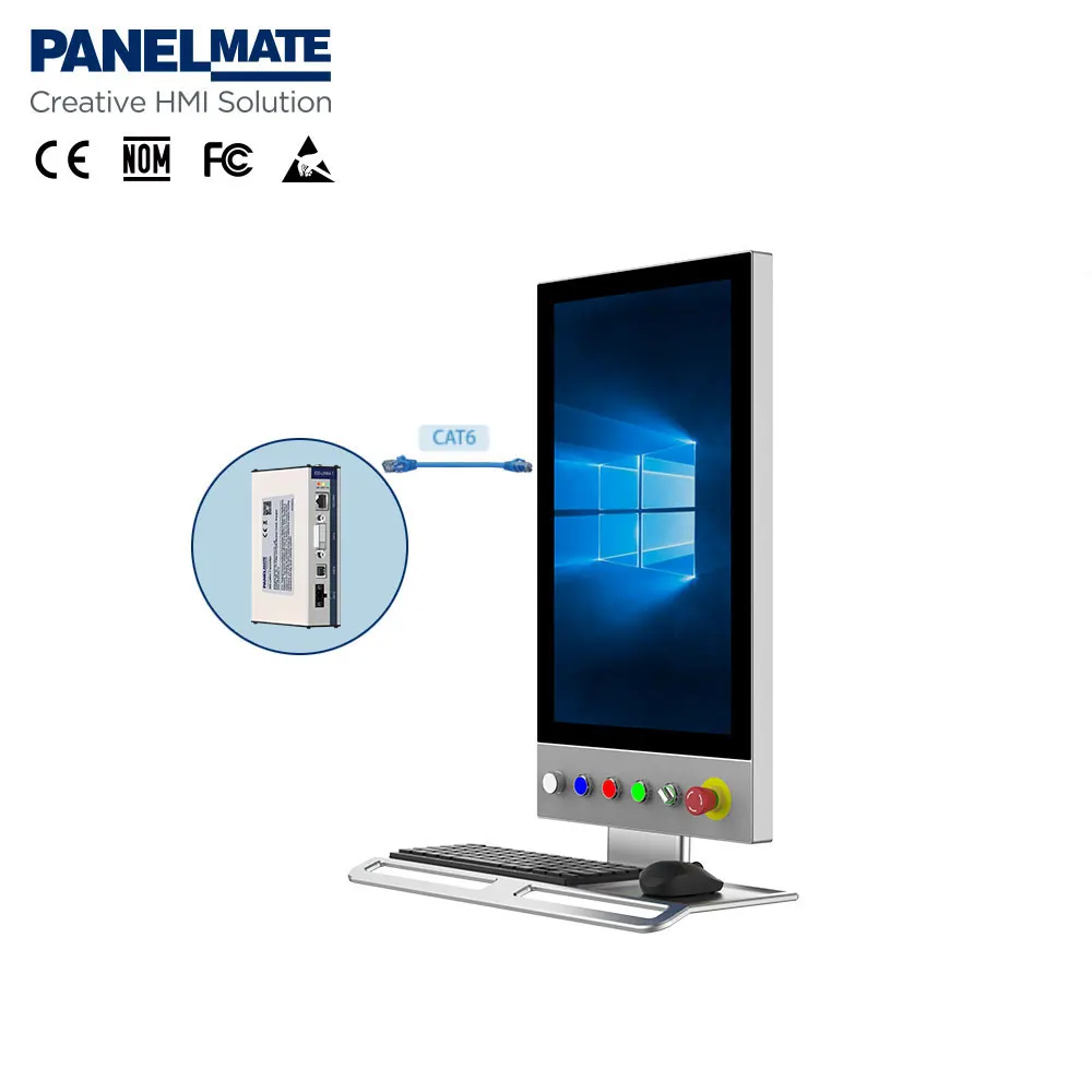 21.5inch Portrait Industrial IP65 Front Waterproof Support ARM System TouchScreen with KVM Extender Port Operation Panel Display
