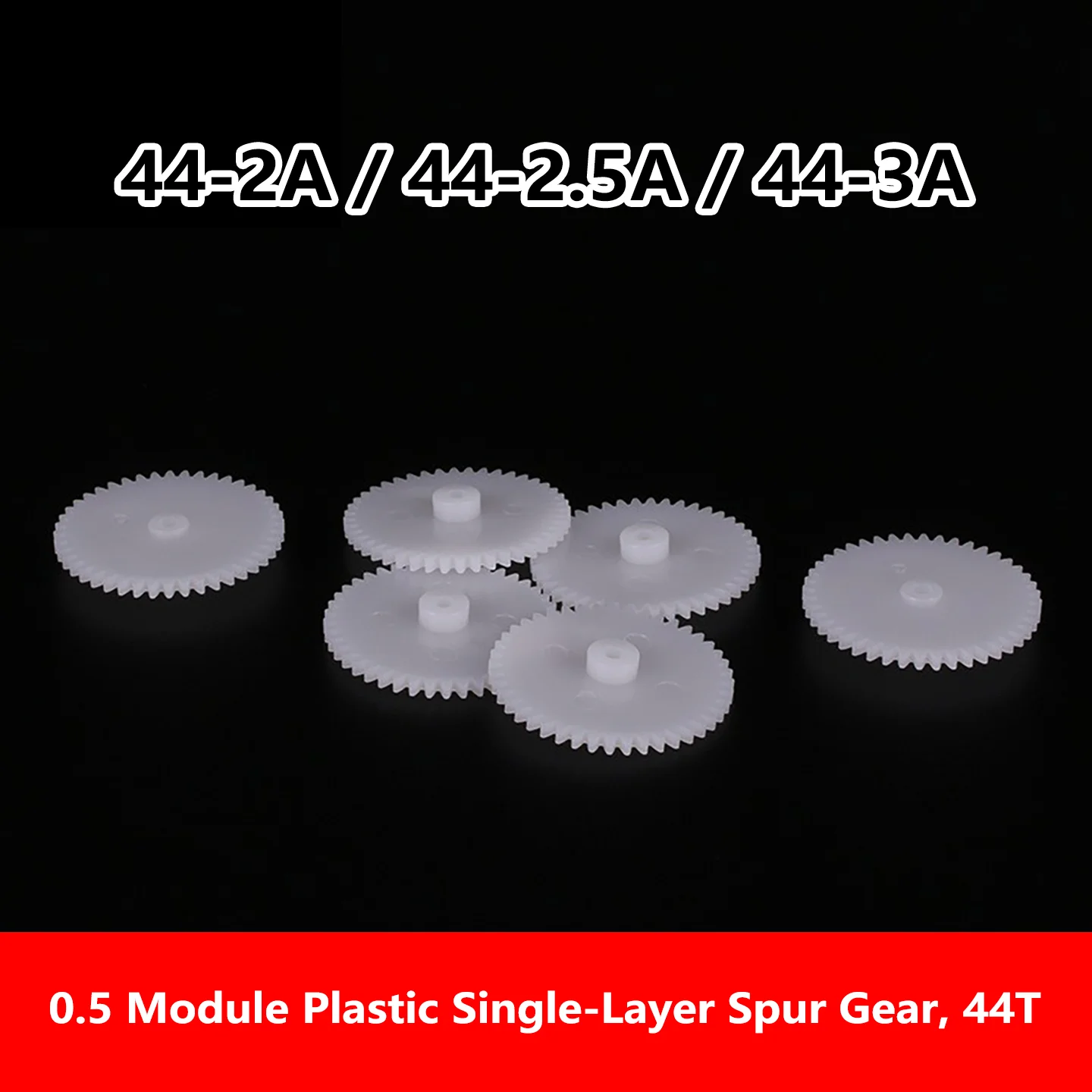 44-2a/3a 20/100pcs 0.5 Module Plastic Gear, 44Teeth,2mm/3mm Tight Fit Bore,Straight Gear Accessory for Toy Gearbox