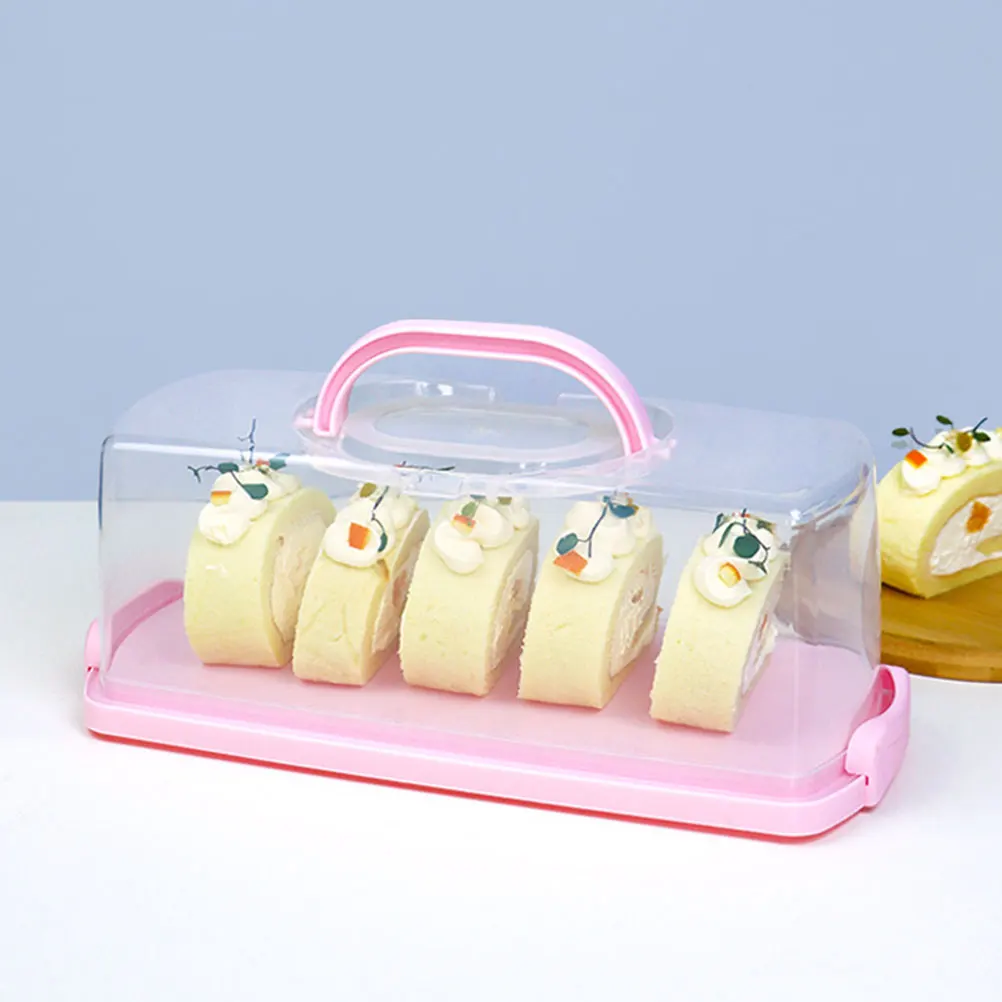 

2Pcs Rectangular Toast Box Cake Storage Containers Airtight Pink PP Portable Loaf Snack Holder With Lid For Home Bread Keeper