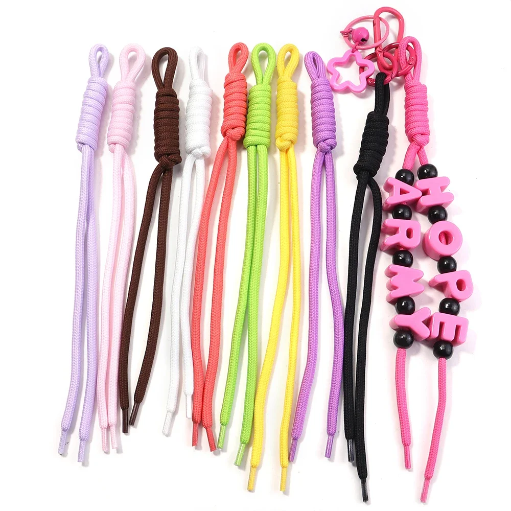 5 Stück bunte geflochtene Schlüsselbänder zum Dekorieren von Handyhüllen, schicke Taschenanhänger für Damen, Kpop DIY Schlüsselanhänger, Geschenk für Freunde und Paare – Detail 5