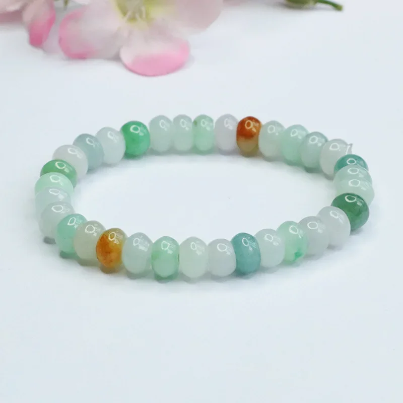 Natural Jade Burma Emerald Three Color Abacus 7MM Bead Bracelet Adjustable Jewellery Fashion Hand-Carved Woman Customized