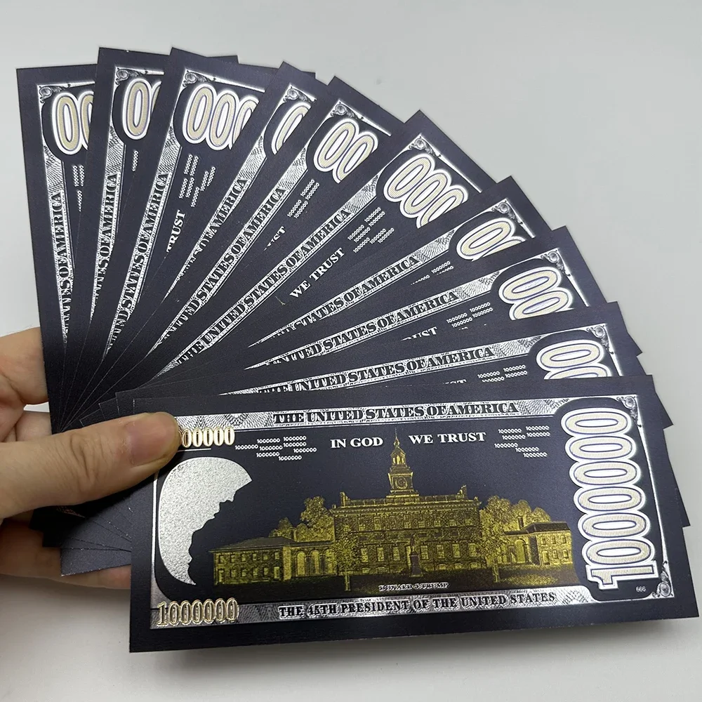 10PCS 2024 US Presidential CandidateTrump Black Gold Banknotes One Million Dollars Bills Home Decoration Crafts