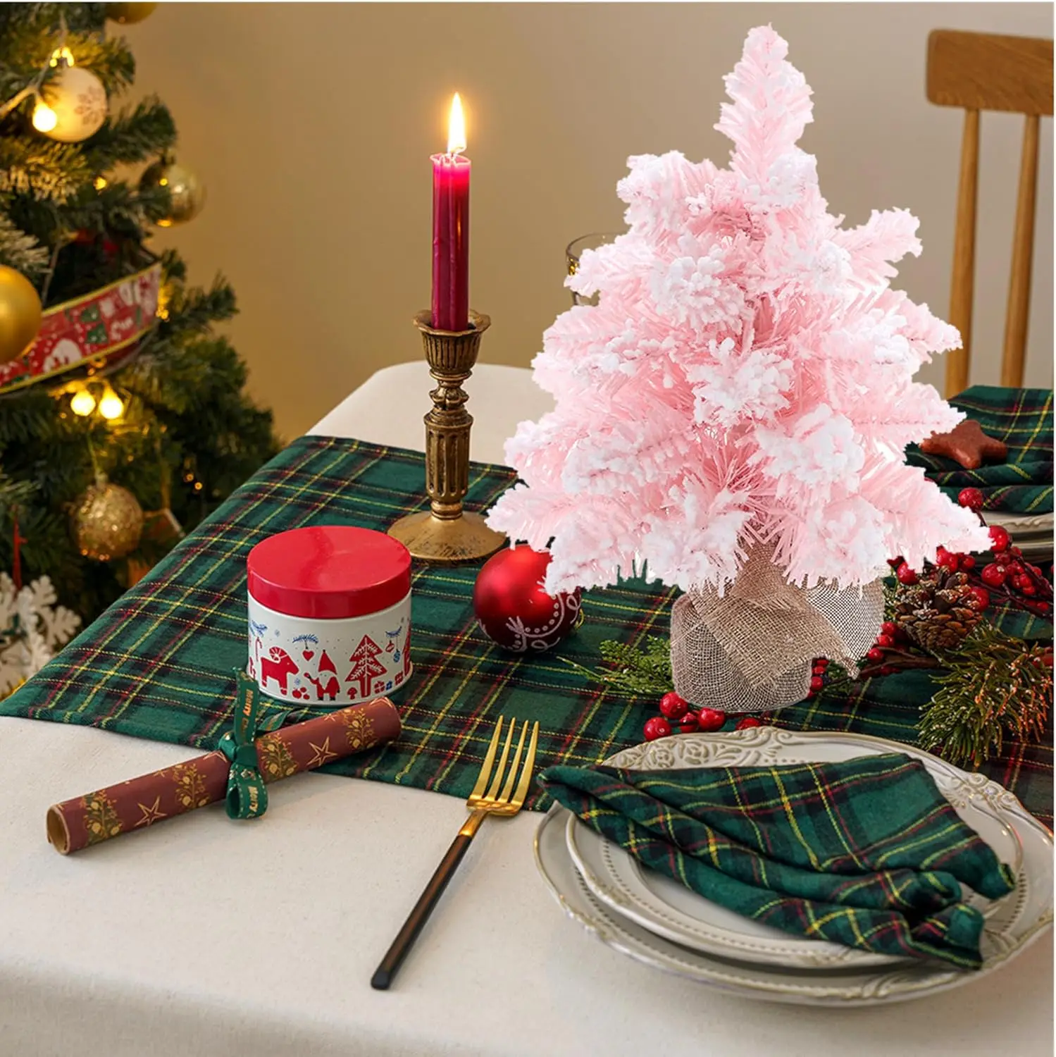 

Artificial Pink Christmas Tree Mini Desktop Decoration 30cm/45cm/60cm Ornaments Trees Perfect For Home Garden Courtyard Decorate