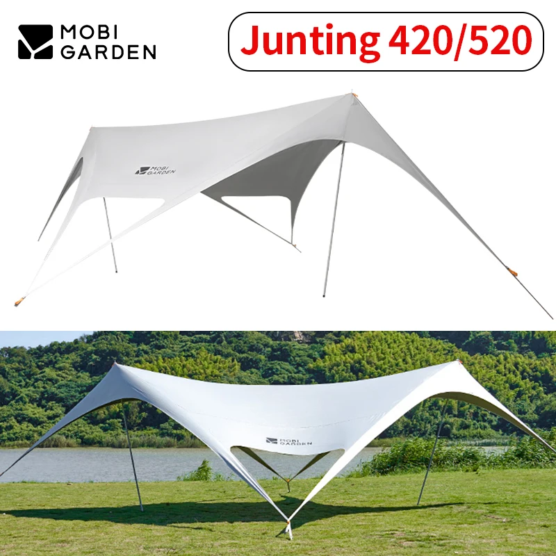 MOBI GARDEN Camping Canopy Waterproof Black Coated Butterfly Sun Shelter 4-8 Person Fast Build Outdoor Large Space Sunscreen