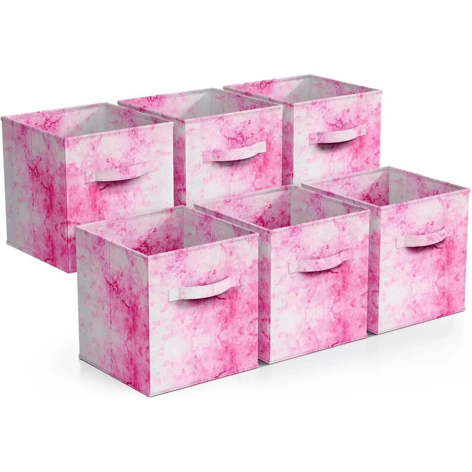 

Colorful Cube Storage Bins, Set of 6 Foldable Collapsible Storage Box with Handles, 11" Fabric Storage Cubes Organizers for Shel