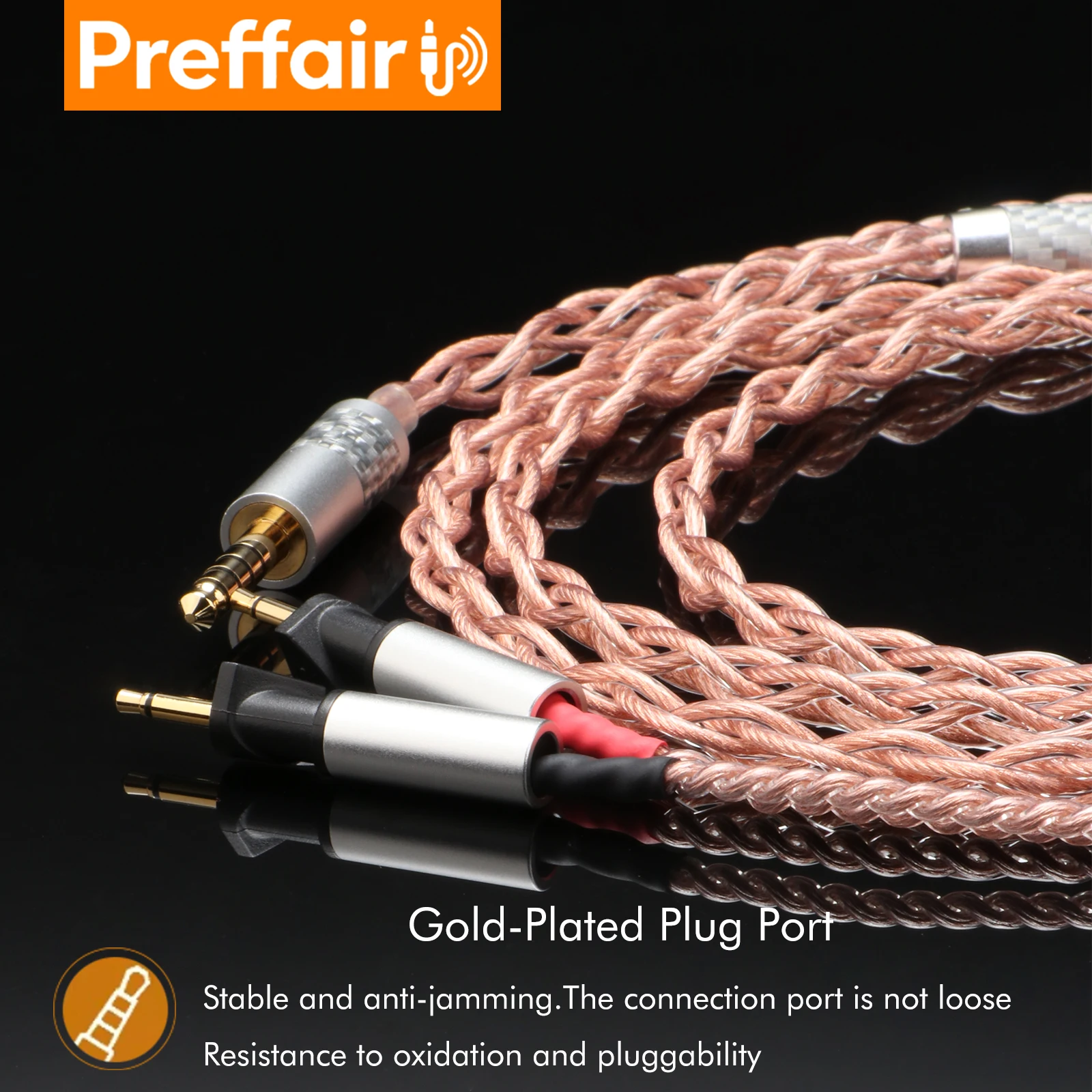 Preffair Hi-End 7N OCC Copper Headphone Cable with 24K Gold plated plug For Abyss Diana v2 phi TC X1226lite