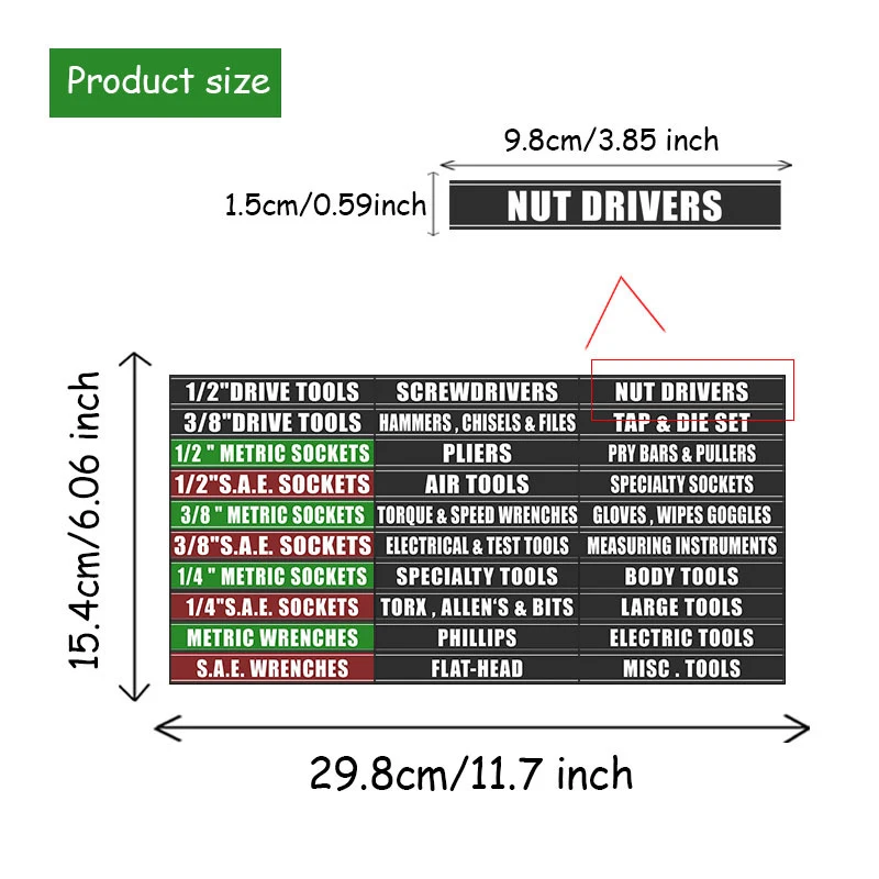 30 teile/satz Werkzeug kasten Etikett Aufkleber Aufkleber Set Organisation Etiketten set für Werkzeug kasten Werkzeug kasten Aufkleber PVC wasserdicht und öl dicht