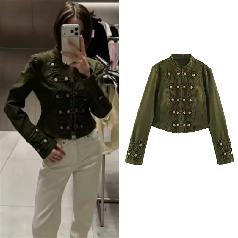 Guobioziy Women's Jacket 2026 Autumn/Winter New Simple Fashion Long Sleeve Stand Collar Color-Block Drawstring Waist Jacket