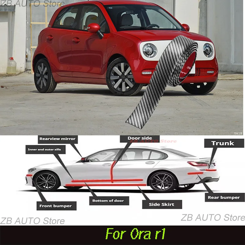 

For Ora R1 Strong adhesive bumper strip, front and rear lip side skirts, collision and scratch resistant suitable