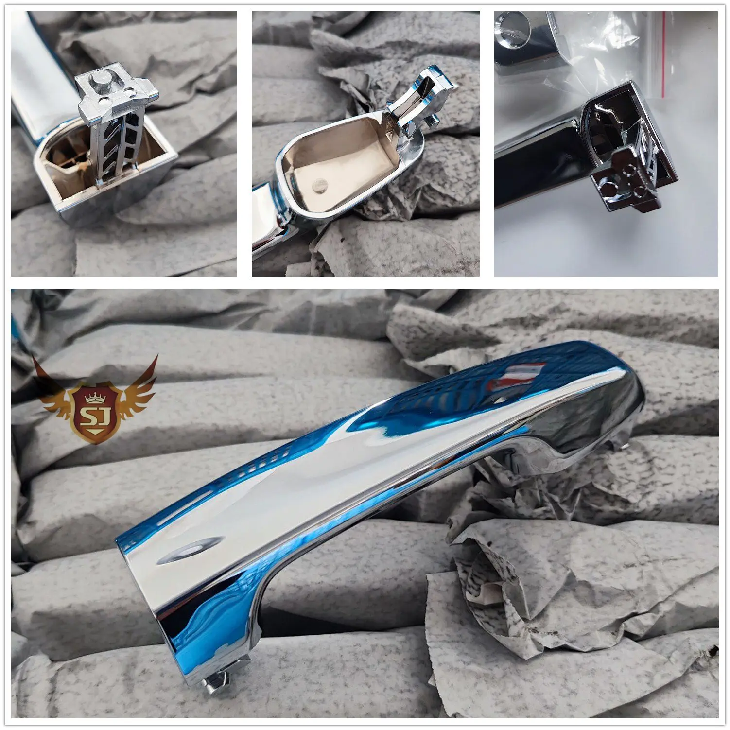 مجموعة مقبض الباب الخارجي من الكروم الأسود لسيارة تويوتا لاند كروزر برادو FJ150 2010-2019 الجبهة الخلفية اليسرى اليمنى