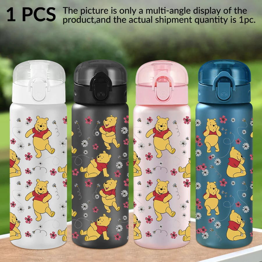 1pc disney winnie the pooh flores padrão 26oz garrafa de água de plástico esportes ao ar livre copo de água aniversário/regresso a casa presente