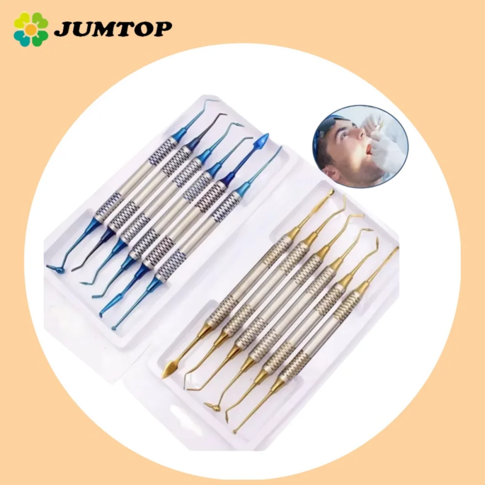 

6pcs Dental Composite Spatulas - Titanium Plated Resin Filling Set for Aesthetic Restorations
