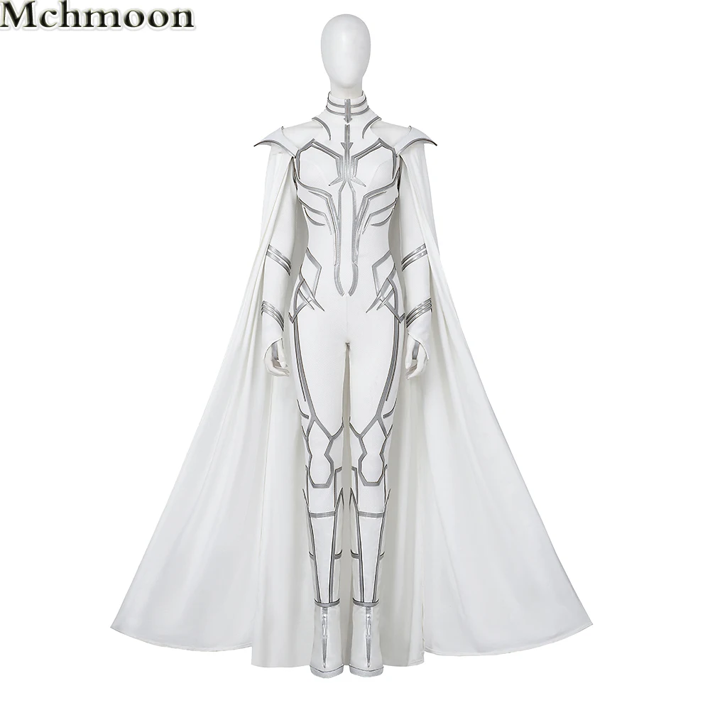 

What If Season 2 Hela Jumpsuit Cosplay White Bodysuit Superheroine Costume With Cape Suit And Shoes For Adults