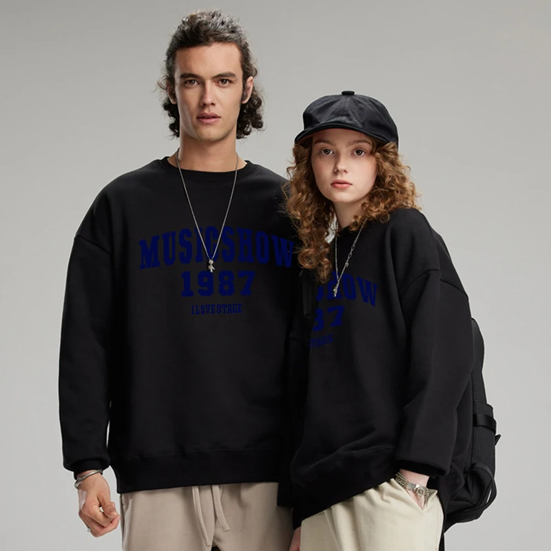 Spring Unisex Sweatshirt Women Oversized Loose Student Clothing Couple Round Neck Long Sleeved Pullover