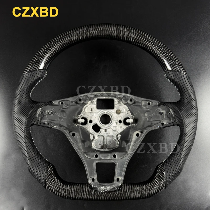 

Fit For Volkswagen VW Golf 7 2019 Paddle Holes Glossy Real Carbon Fiber Steering Wheel High Quality Leather Sport Wheel Customiz