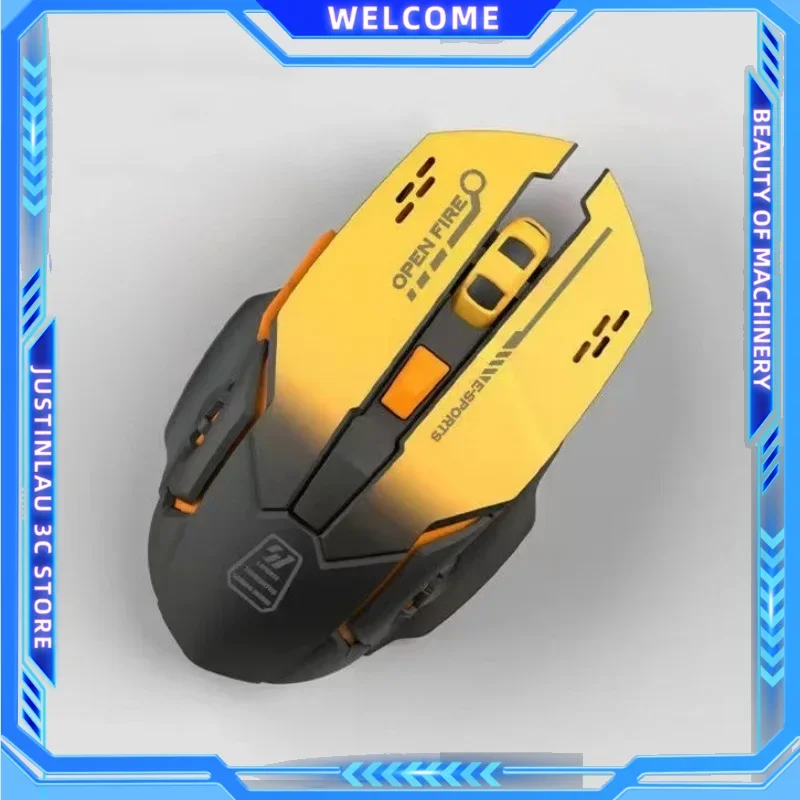 1Pcs Mecha Edition Wireless Mouse Silent Rechargeable Mouse Type-C LED Light Mouse for Computer Laptop Office Gaming