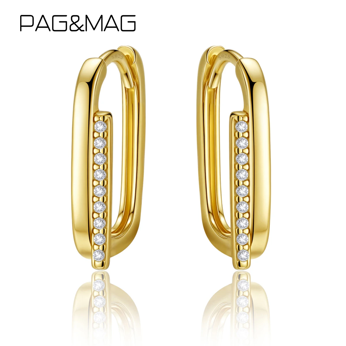 PAG&MAG Fashion Women Hoops S925 Trendy Hollows for Women Girls Dating Party Shiny Cubic Zircon Jewlery Statement Accessoris
